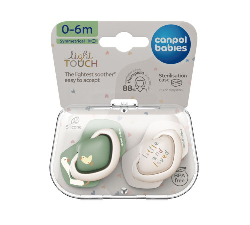 Canpol babies Пустушка силіконова симетрична 0-6 міс Гуси 2 шт.