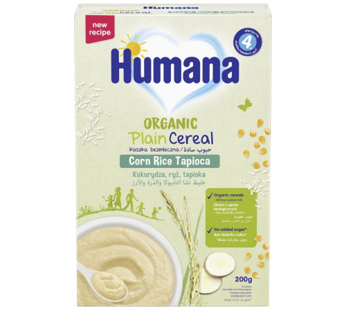 Каша Humana безмолочна органічна кукурудзяно-рисова з тапіокою, 200 г