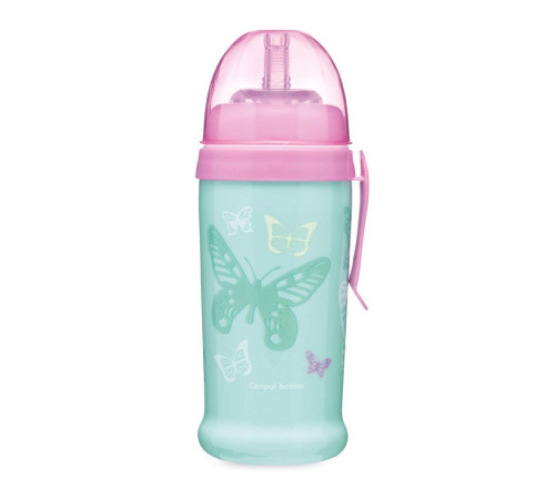 Поїльник-непроливайка Canpol babies Butterfly з силіконовою трубочкою, 12 +, 350 мл