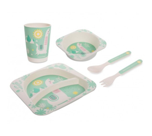 Набір посуду Canpol Babies Лама, 5 елементів, бірюзовий