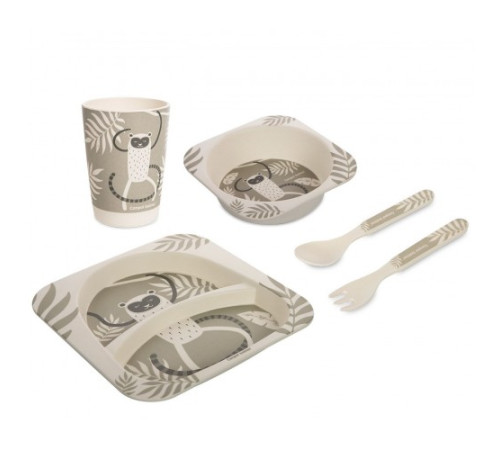 Набір посуду Canpol Babies Лемур, 5 елементів, сірий