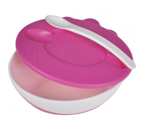Тарілочка з кришкою і ложкою Canpol babies, 350 мл, рожева