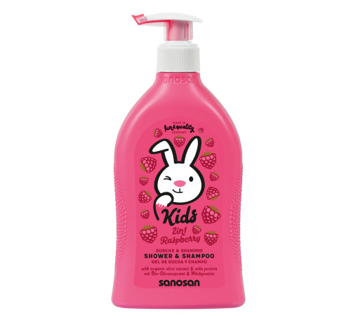Sanosan Kids Шампунь-гель 2 в 1 з ароматом малини,  400мл