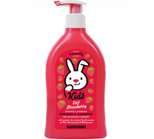 Sanosan Kids Шампунь-гель 2 в 1 з ароматом полуниці,  400мл