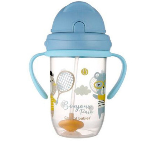 Canpol babies Кружка непроливайка з трубочкою і обтяжувачем 270 мл BONJOUR PARIS - синя