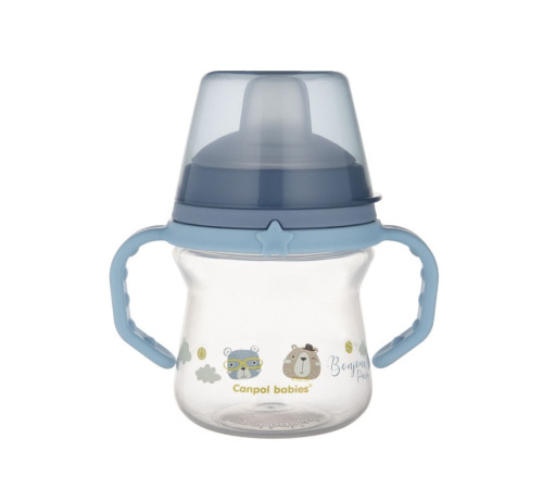 Canpol babies Кружка тренувальна з силіконовим носиком FirstCup 150 мл BONJOUR PARIS - блакитна
