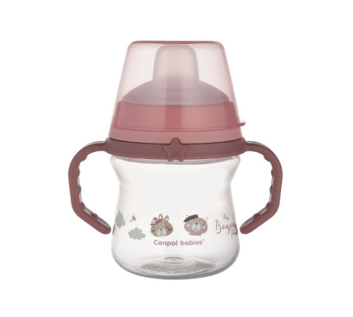 Canpol babies Кружка тренувальна з силіконовим носиком FirstCup 150 мл BONJOUR PARIS - рожева