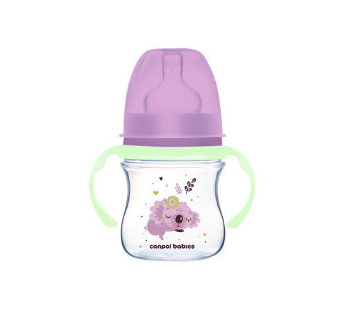 Canpol babies Пляшка антиколікова з широким отвором 120 мл Easystart Sleepy Koala - рожева