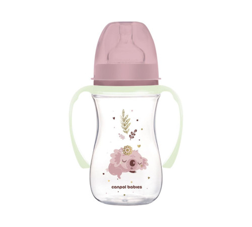 Canpol babies Пляшка антиколікова з широким отвором 240 мл Easystart Sleepy Koala - рожева