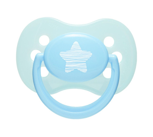 Пустушка силіконова кругла 0-6 міс Pastelove (синя)