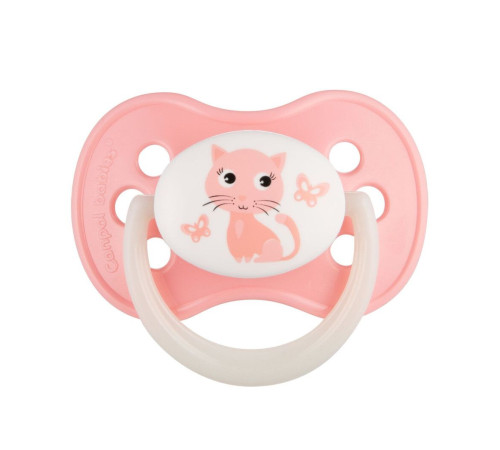 Пустушка силіконова кругла 6-18 міс Animals рожева