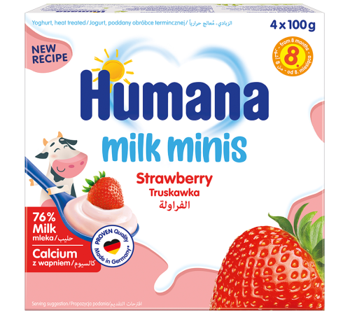 Кисломолочний продукт Humana з полуницею, 4 x 100 г