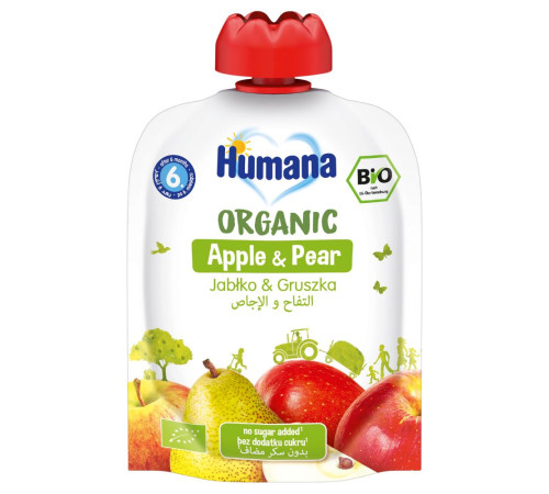 Фруктове органічне пюре Humana Яблуко-Груша, 90 г