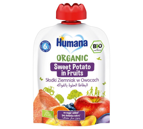 Фруктове органічне пюре Humana Батат у фруктах, 90 г ( термін придатності 06.12.2025 )