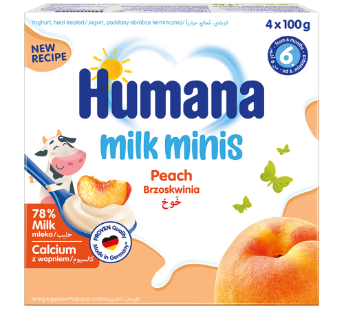 Кисломолочний продукт Humana з персиком, 4 x 100 г