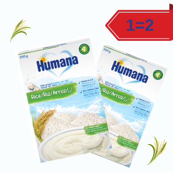 Каша Humana молочная рисовая, 200 г ( 2 уп) срок годности 11.05.2024