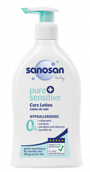 Sanosan pure + sensitive Дитячий гіпоалергенний лосьйон для чутливої шкіри, 400 мл