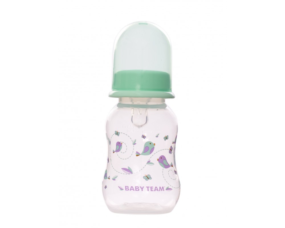 Бутылочка для кормления с силиконовой соской Baby Team, 125 мл (мятная)