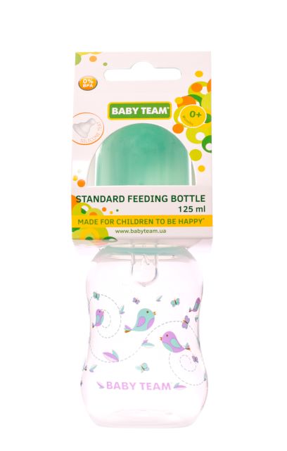 Пляшечка для годування з силіконовою соскою Baby Team, 125 мл (м'ятна)