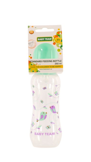 Бутылочка для кормления с силиконовой соской Baby Team, 250 мл (мятная)