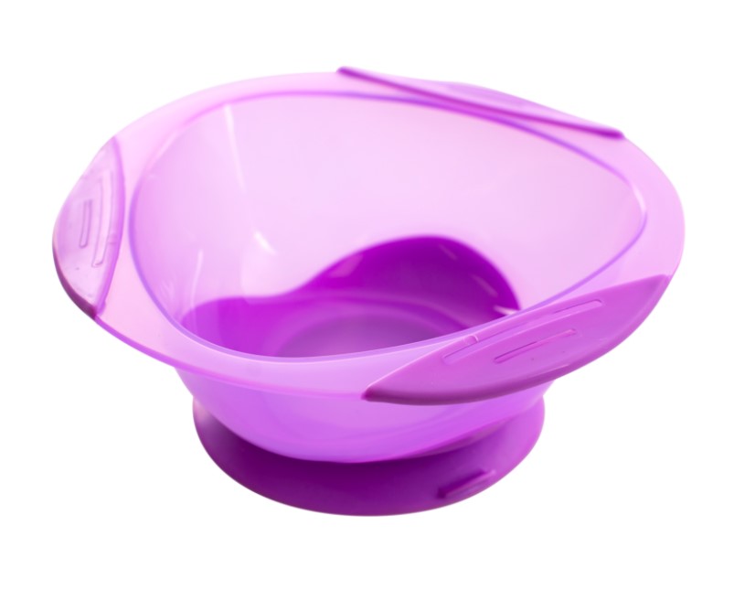 Тарелка на присоске Baby team, 280 мл, 6 мес + (фиолетовая)