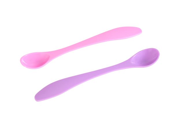 Ложечки для годування з довгою ручкою Baby team, 2 шт., 4 міс + (рожева та фіолетова)