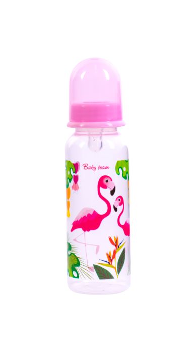 Бутылочка для кормления с силиконовой соской Baby Team Фламинго, 250 мл