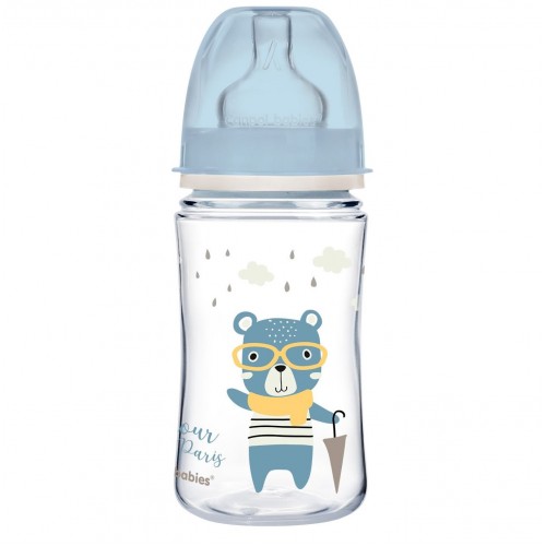 Антиколиковая бутылочка с широким горлышком Canpol babies Bonjour Paris, 3 +, 240 мл, синяя
