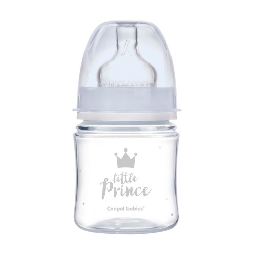 Антиколікова пляшечка з широким отвором Canpol babies Royal baby, 0 +, 120 мл, синя