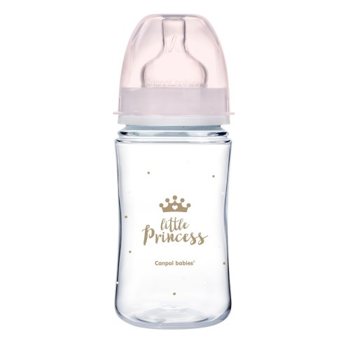 Антиколікова пляшечка з широким отвором Canpol babies Royal baby, 3 +, 240 мл, рожева
