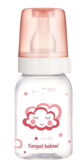 Скляна пляшечка для годування Canpol babies, 3 +, 120 мл, рожева