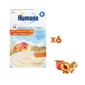 Каша Humana молочная овсяная с персиком, 200 г ( 6 шт) (термін придатності 21.07.2023)
